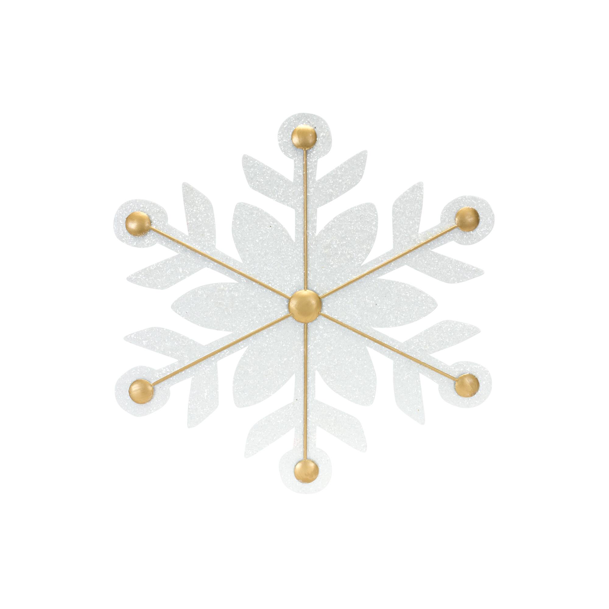 12ct. White & Gold Iron Snowflake Ornaments